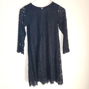 Bow Dream Black Lace Long sleeve Girls Mini Dress